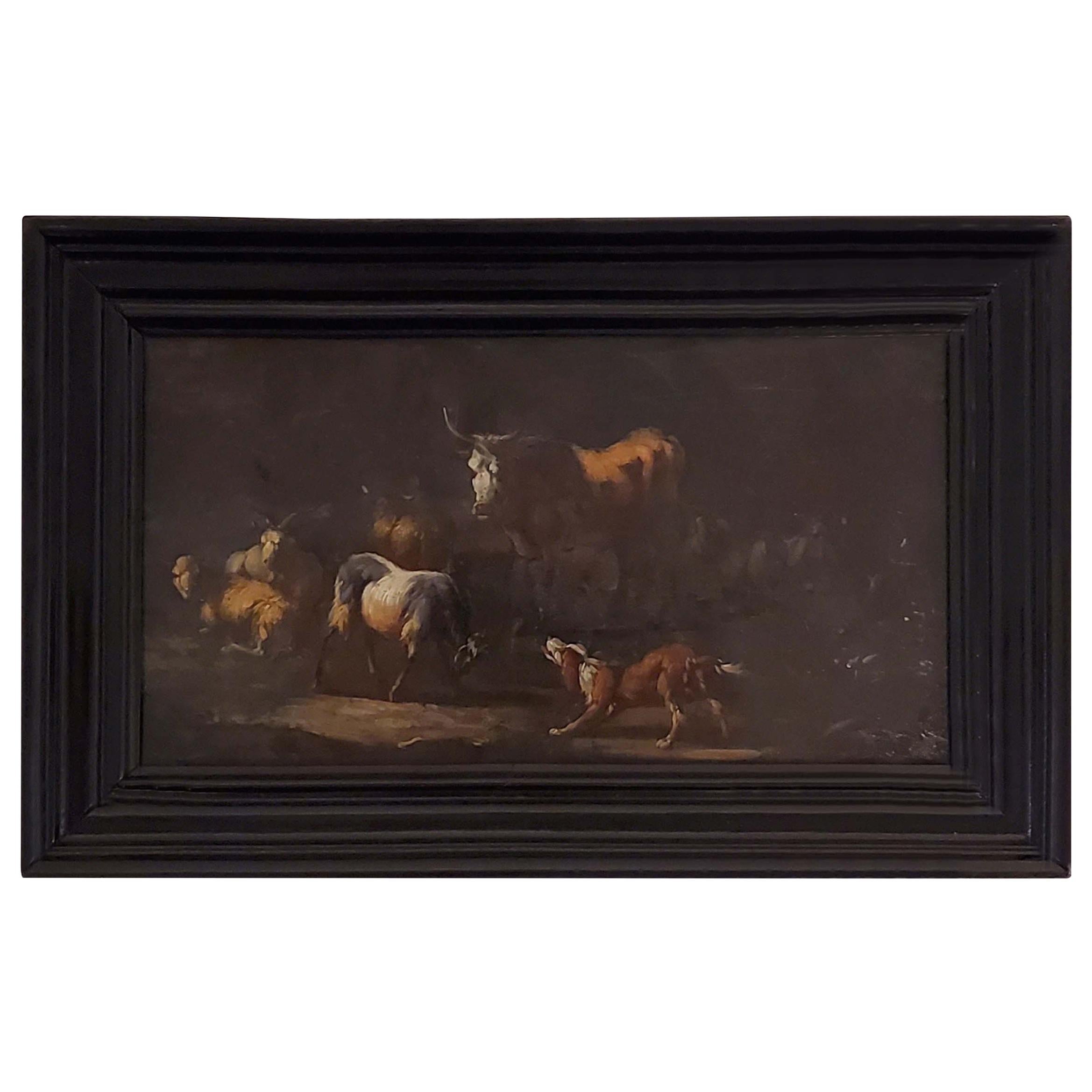 17th Century Rosa di Tivoli Painting on Slate For Sale