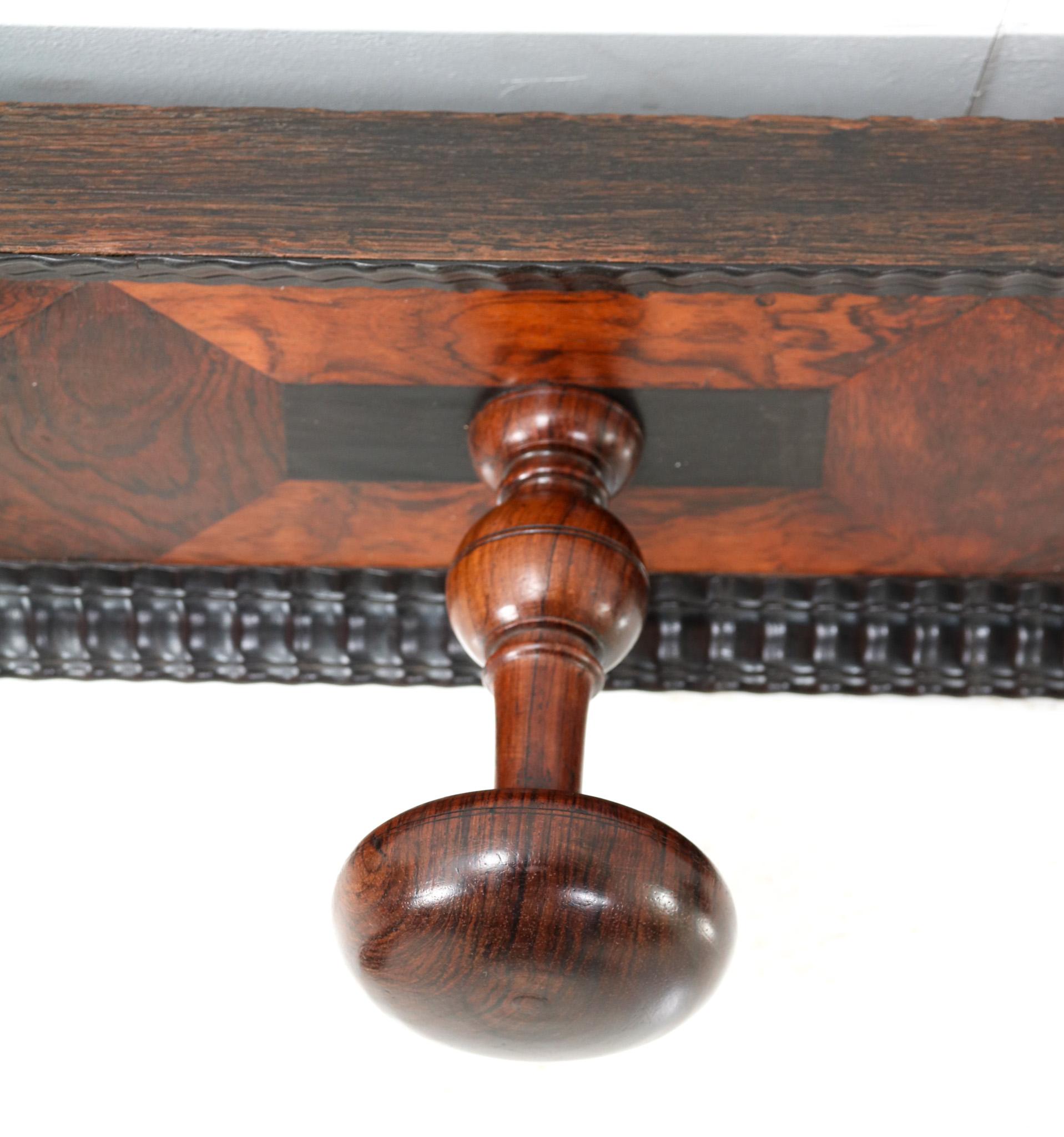 Dutch 17th Century Rosewood and Ebony Coat Rack Attributed to Herman Doomer Amsterdam For Sale