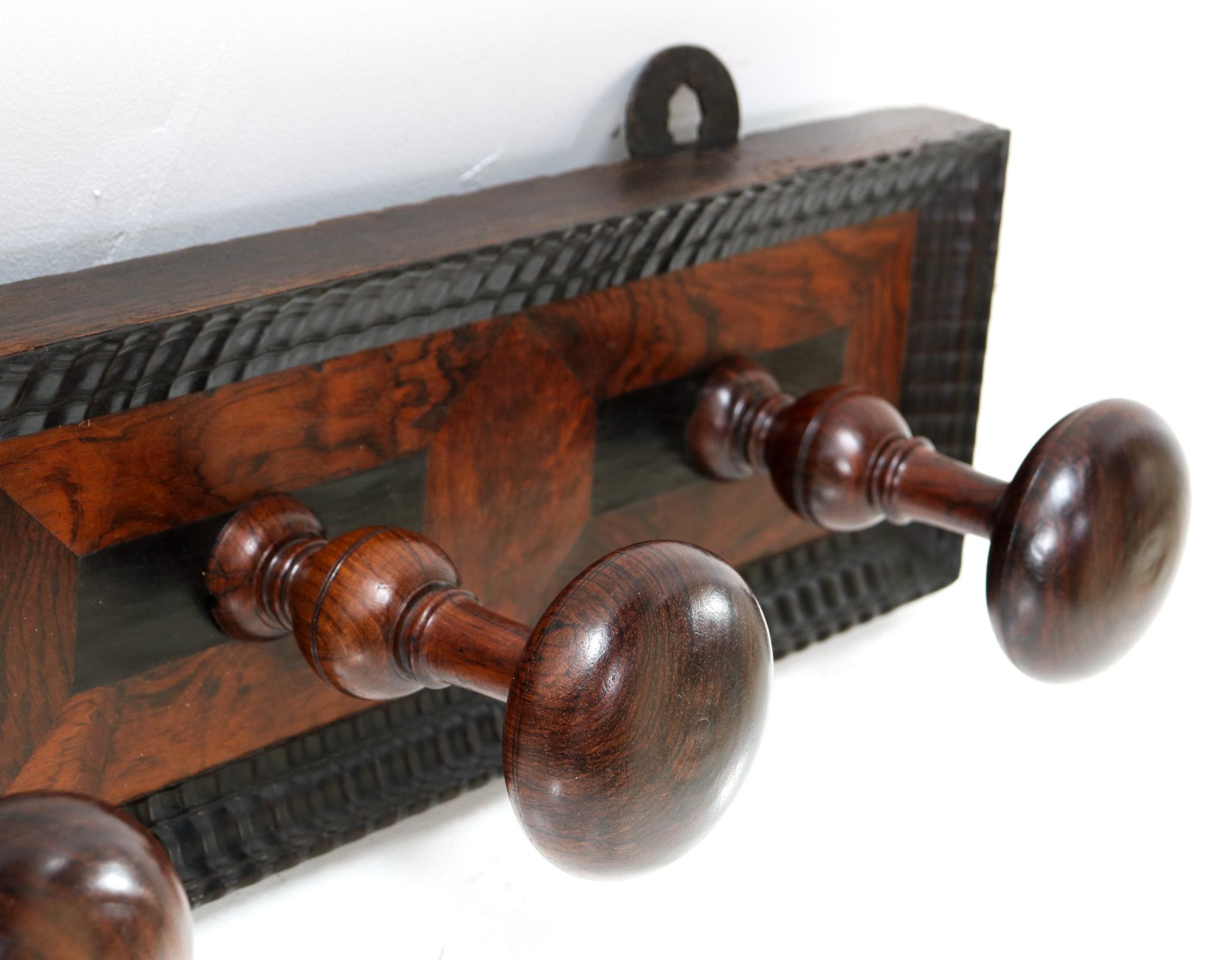 Mid-17th Century 17th Century Rosewood and Ebony Coat Rack Attributed to Herman Doomer Amsterdam For Sale
