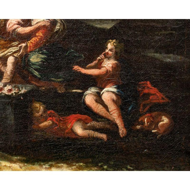 Paysage rural du 17ème siècle avec scènes gallantes Peinture à l'huile sur toile en vente 4