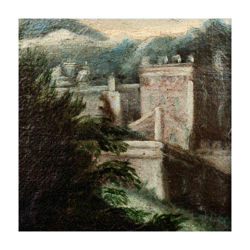 Paysage rural du 17ème siècle avec scènes gallantes Peinture à l'huile sur toile en vente 6