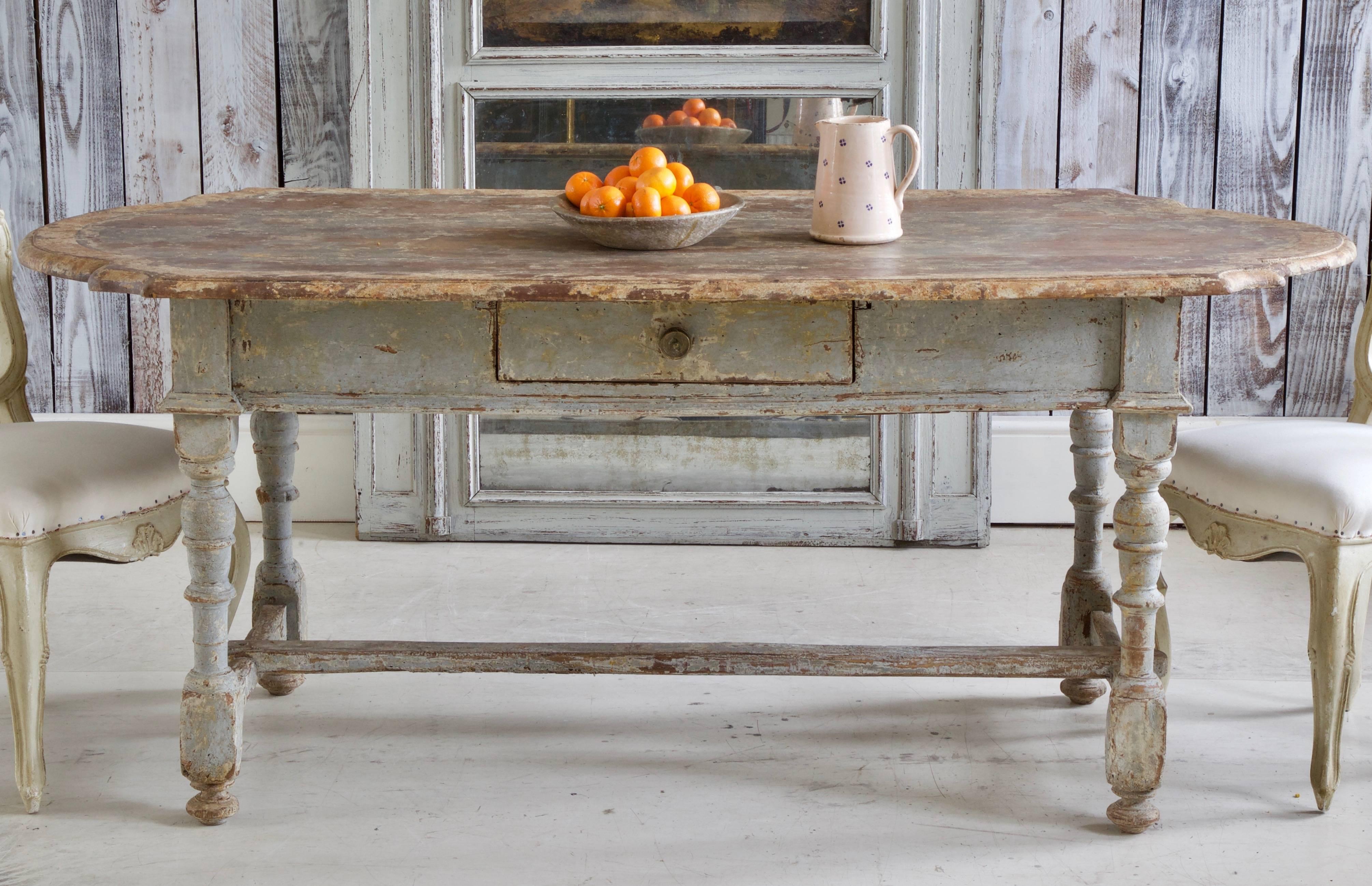Hand-Painted 17th Century Rustic Farmhouse Table