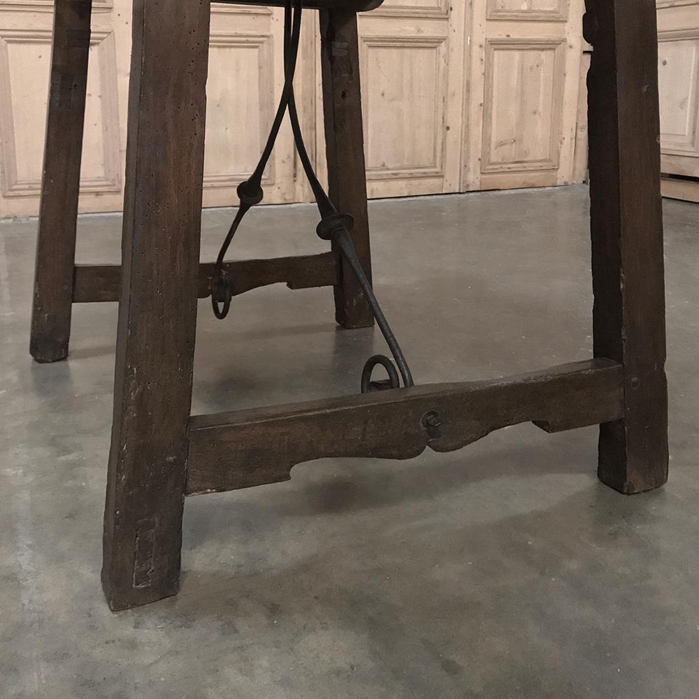 17th Century Rustic Spanish Sofa, Dining Table with Iron Hand Forged Starcher 3