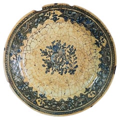 17th Century Safavid Blue Pottery Dish