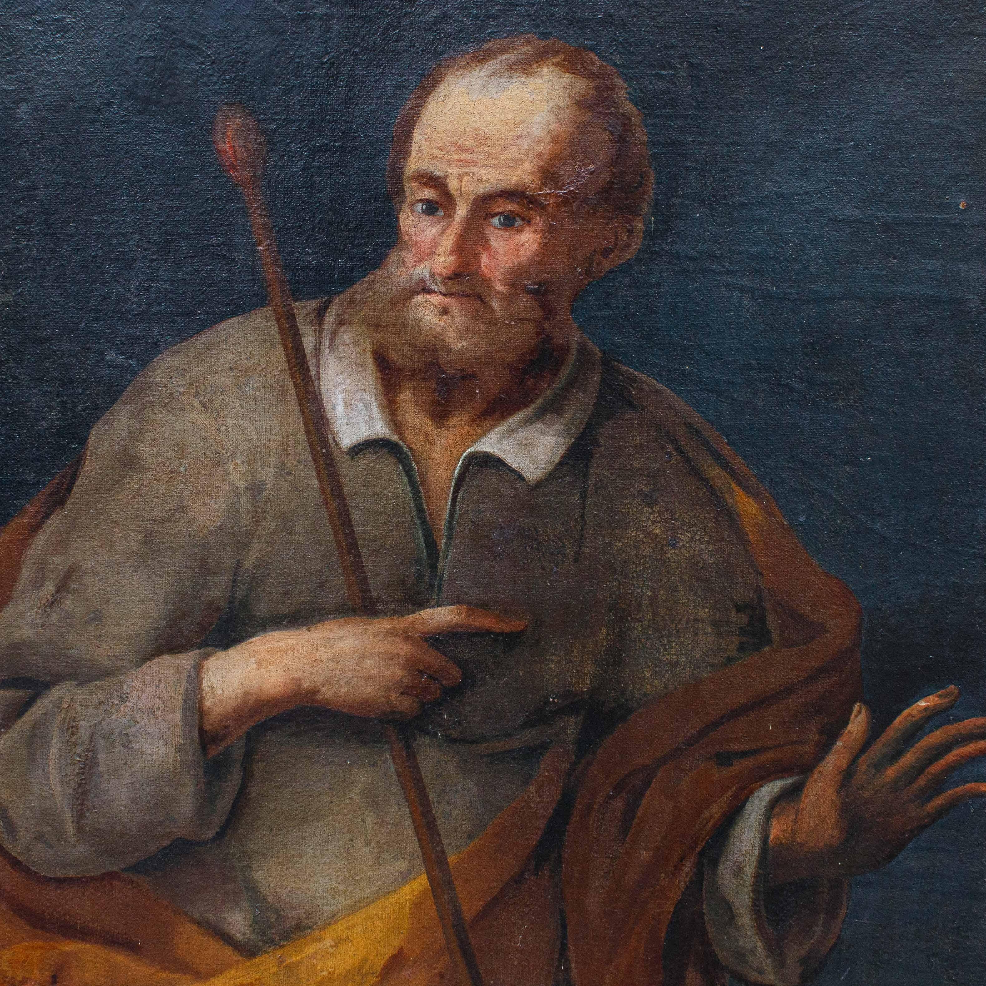 17th Century Saint Joseph Oil on Canvas Attributed to Antonio Cifrondi In Good Condition For Sale In Milan, IT