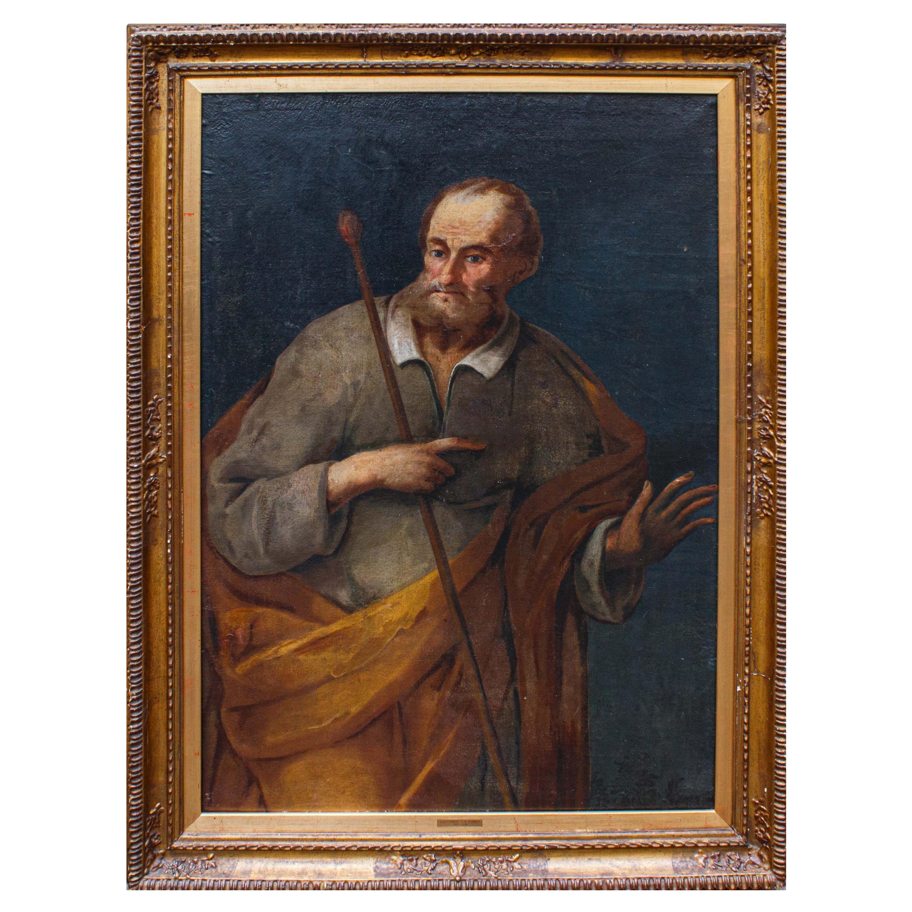 17th Century Saint Joseph Oil on Canvas Attributed to Antonio Cifrondi For Sale