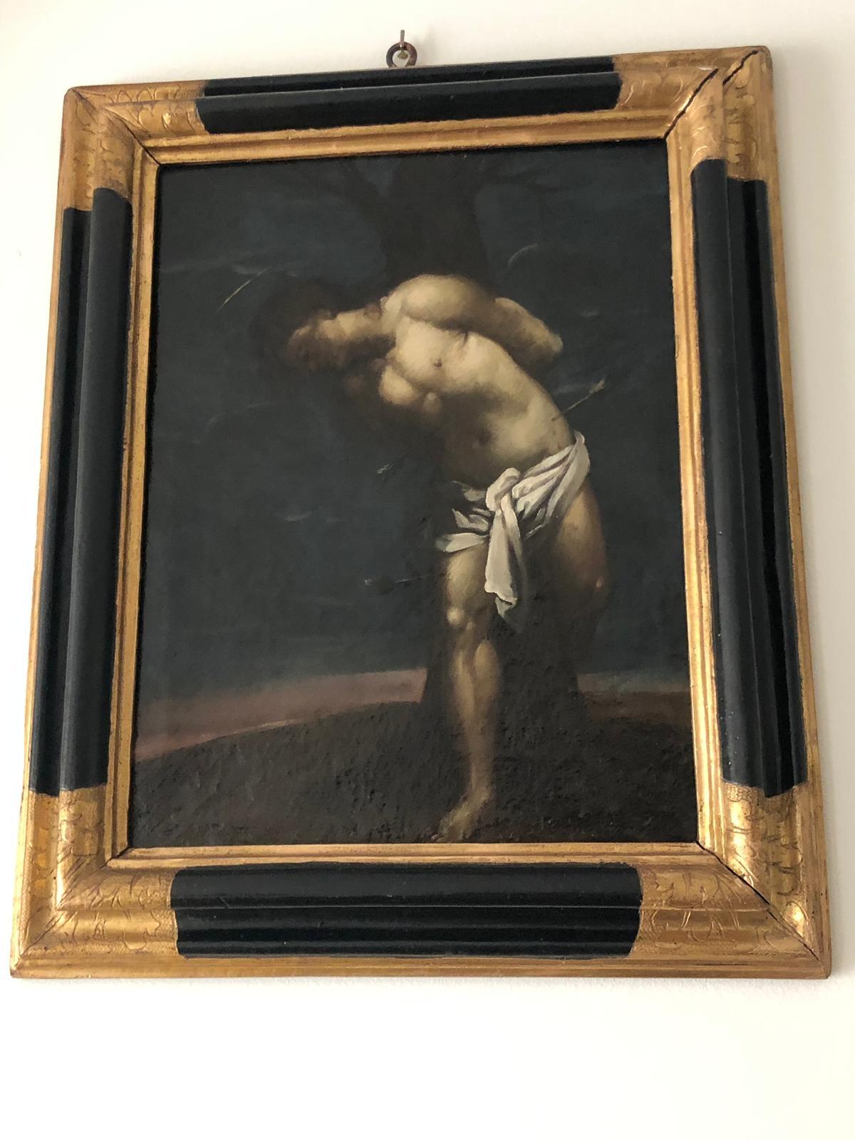 Antique peinture d'école italienne du 17ème siècle par Andrea Sacchi représentant Saint Sébastien, huile sur toile avec un intéressant cadre en bois Empire.

Dimensions de la toile : Hauteur 44 cm Longueur 33 cm
Dimensions du cadre : Hauteur 55
