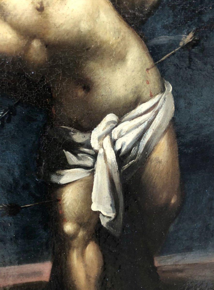 italien Saint Sèbastien 17ème siècle Peinture Religieuse Andrea Sacchi en vente