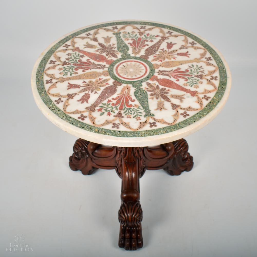 Agate 17th Century Scagliola Circular Table For Sale