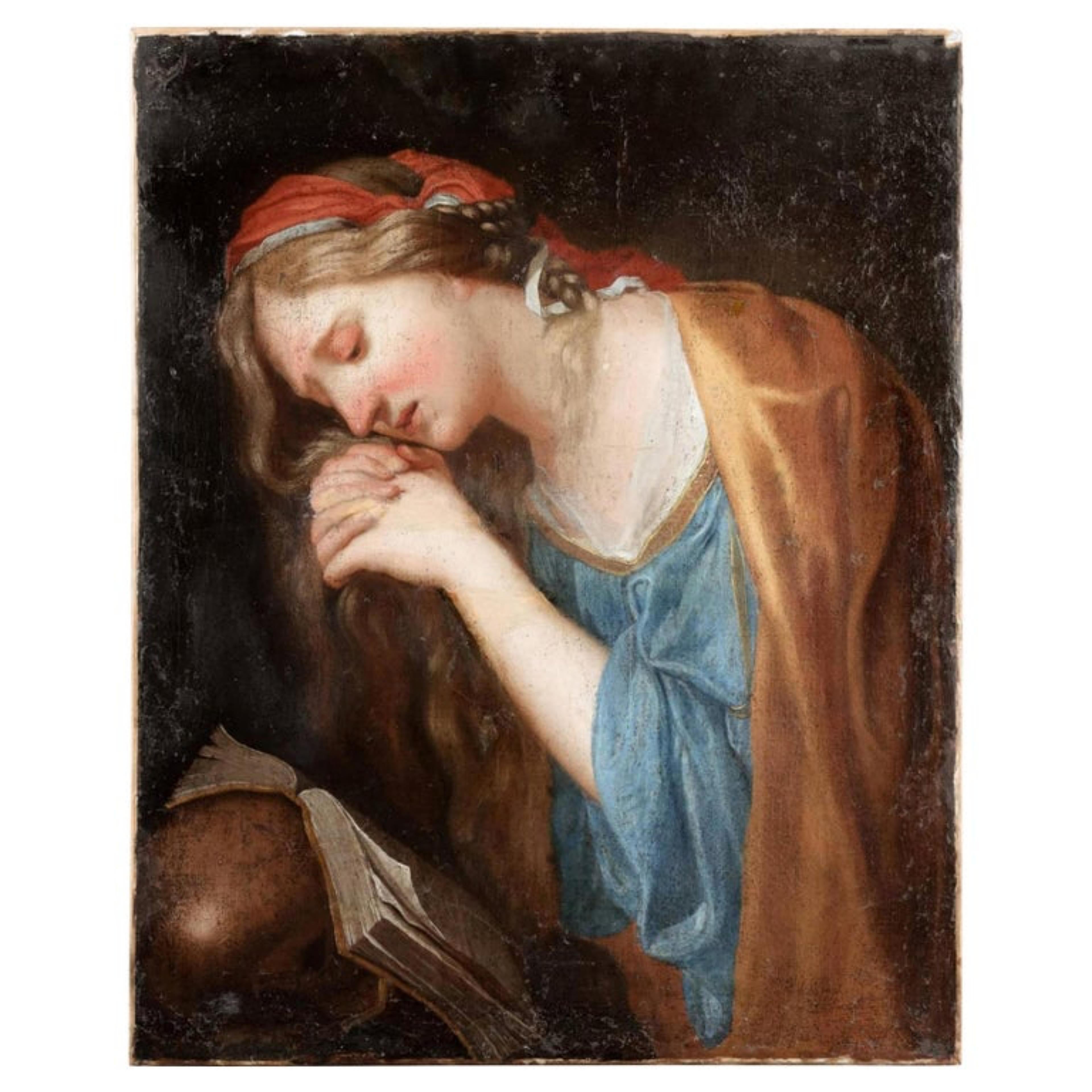 École du XVIIe siècle, d'après Charles Le Brun

Sainte-Madeleine en prière
Toile 73 x 58 cm
Restaurations

Charles Le Brun (Paris, 24 février 1619 - 22 février 1690) est un peintre et théoricien de l'art français, l'un des artistes dominants de la