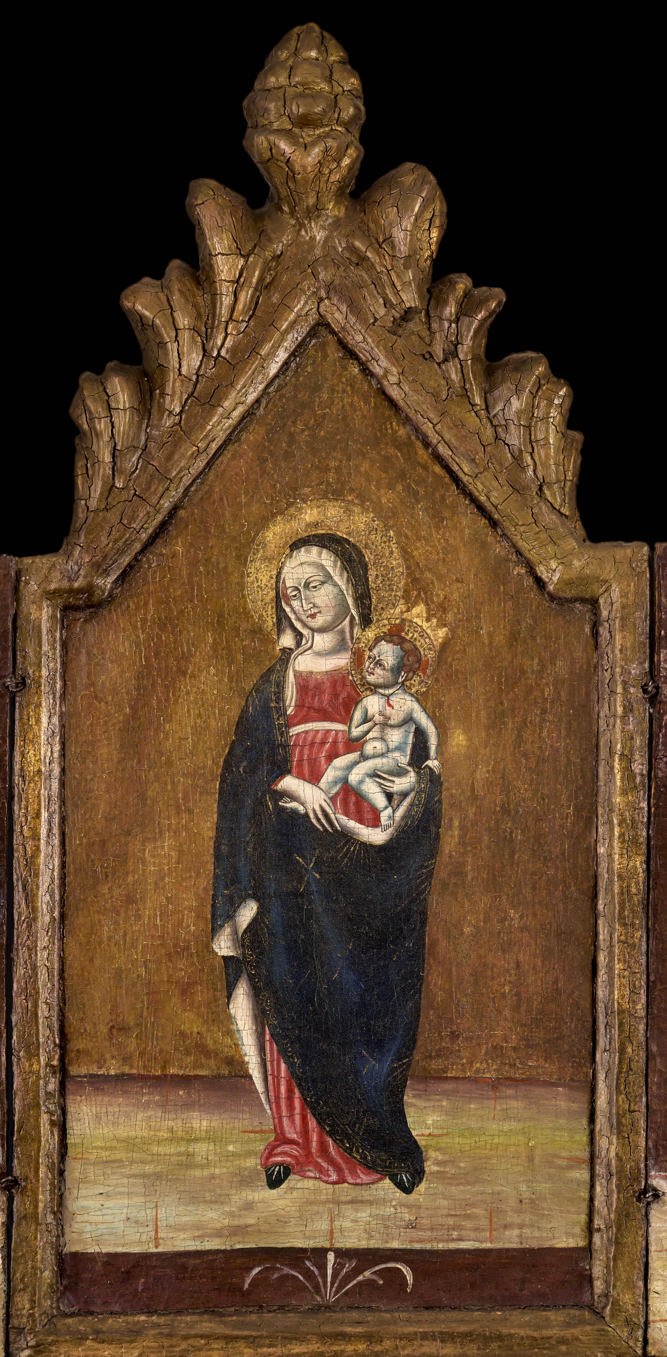 Triptychon von Madonna und Kind, St. Michael, St. Anthony, 17. Jahrhundert, Gemälde im Angebot 1