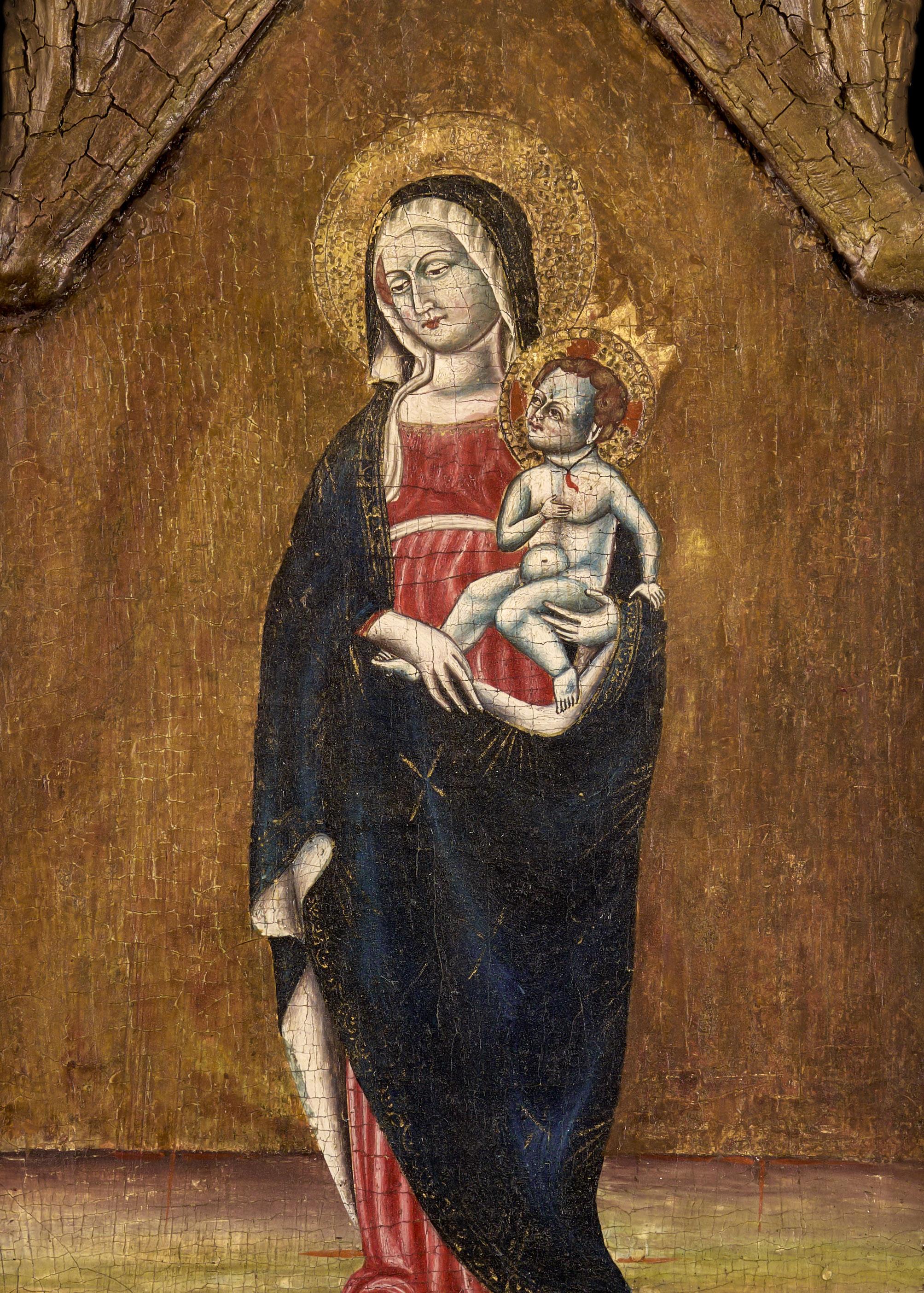 Triptychon von Madonna und Kind, St. Michael, St. Anthony, 17. Jahrhundert, Gemälde im Angebot 2