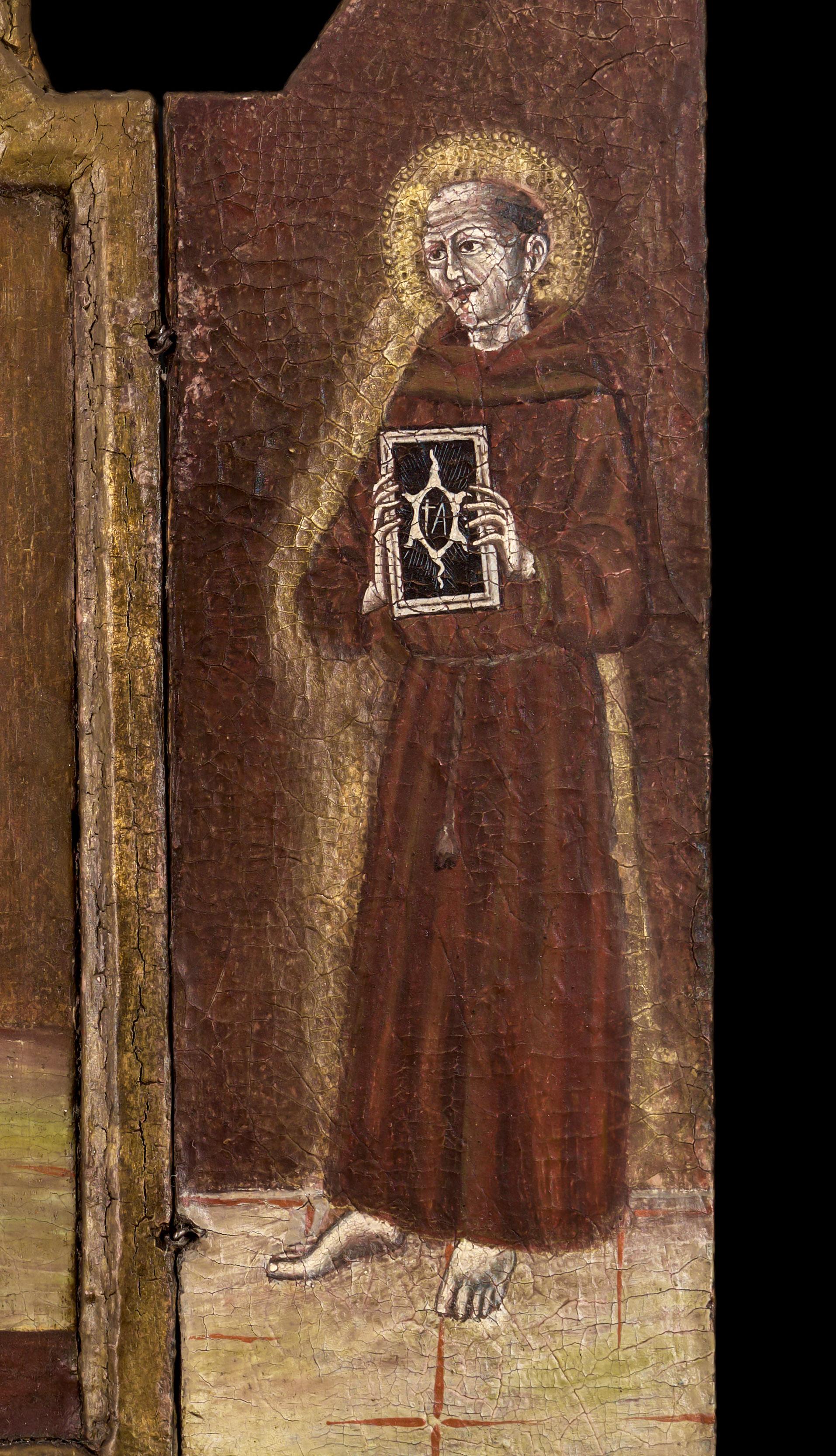 Triptychon von Madonna und Kind, St. Michael, St. Anthony, 17. Jahrhundert, Gemälde im Angebot 4