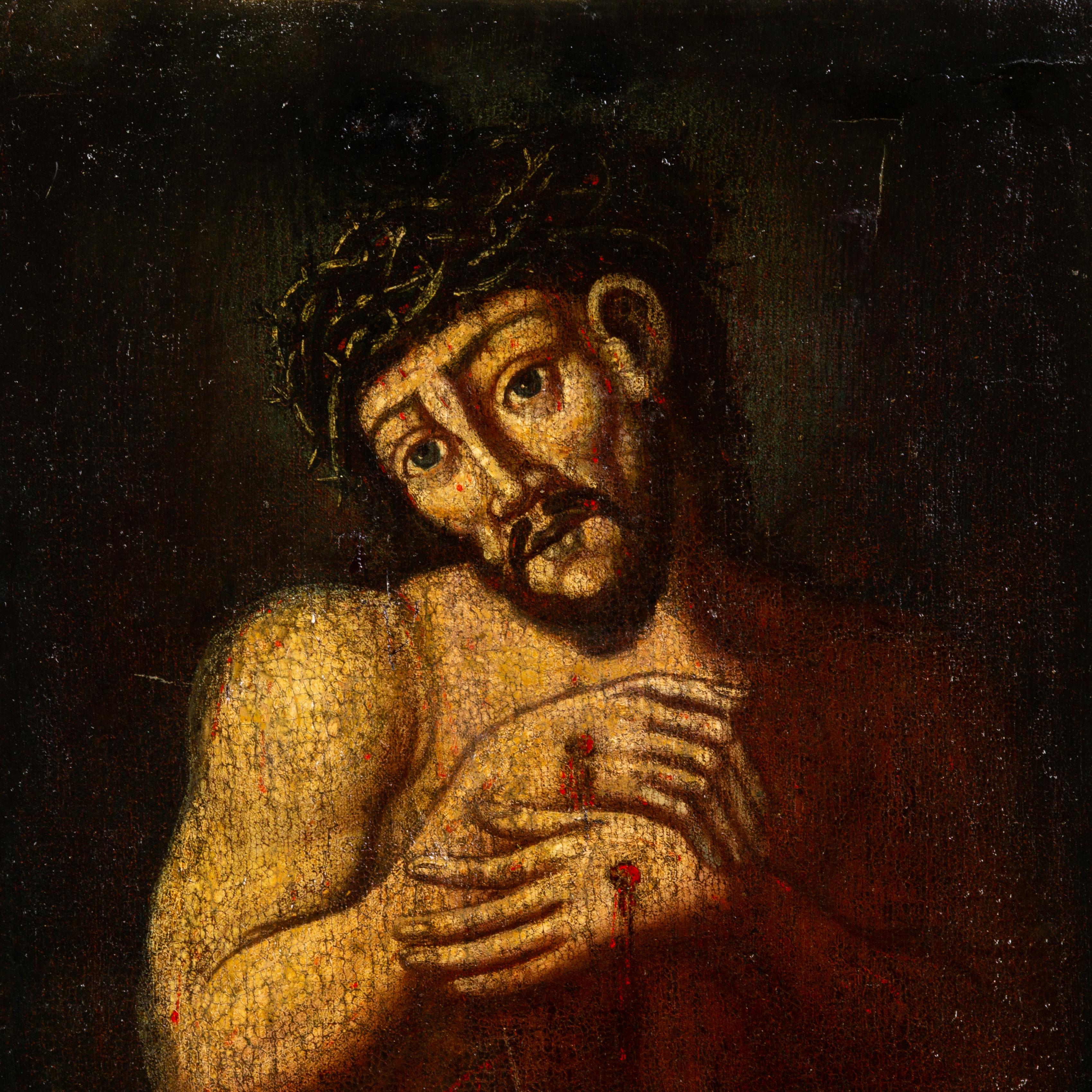 17th Century Scourged Christ Religious Old Master Oil Painting on Canvas
Dimensions: 70 x 51cm, depicting scourged Christ
Good condition, with some professional restorations to verso, ready to hang
From a private collection.
Free international