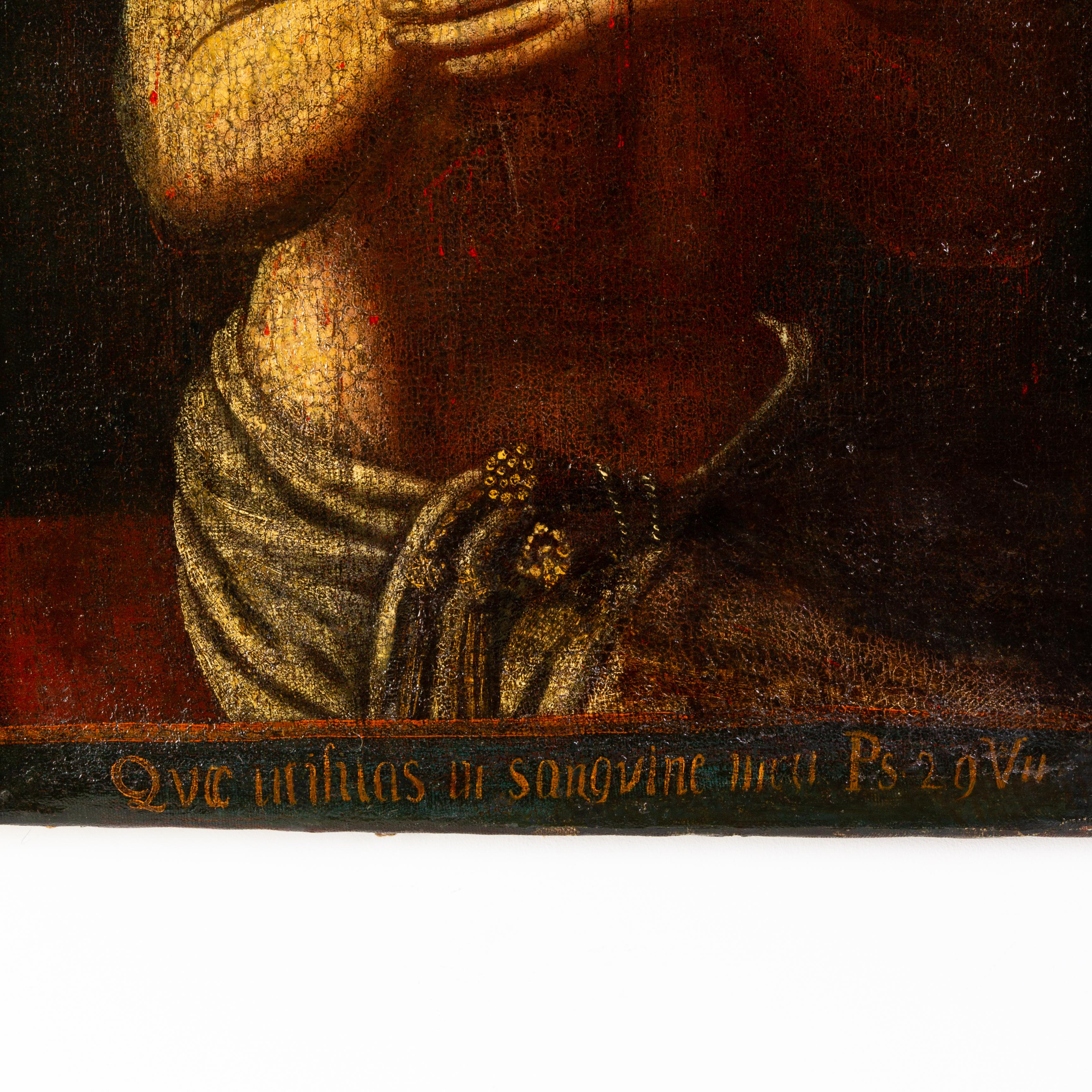 17th Century Scourged Christ Religious Old Master Oil Painting on Canvas In Good Condition For Sale In Nottingham, GB