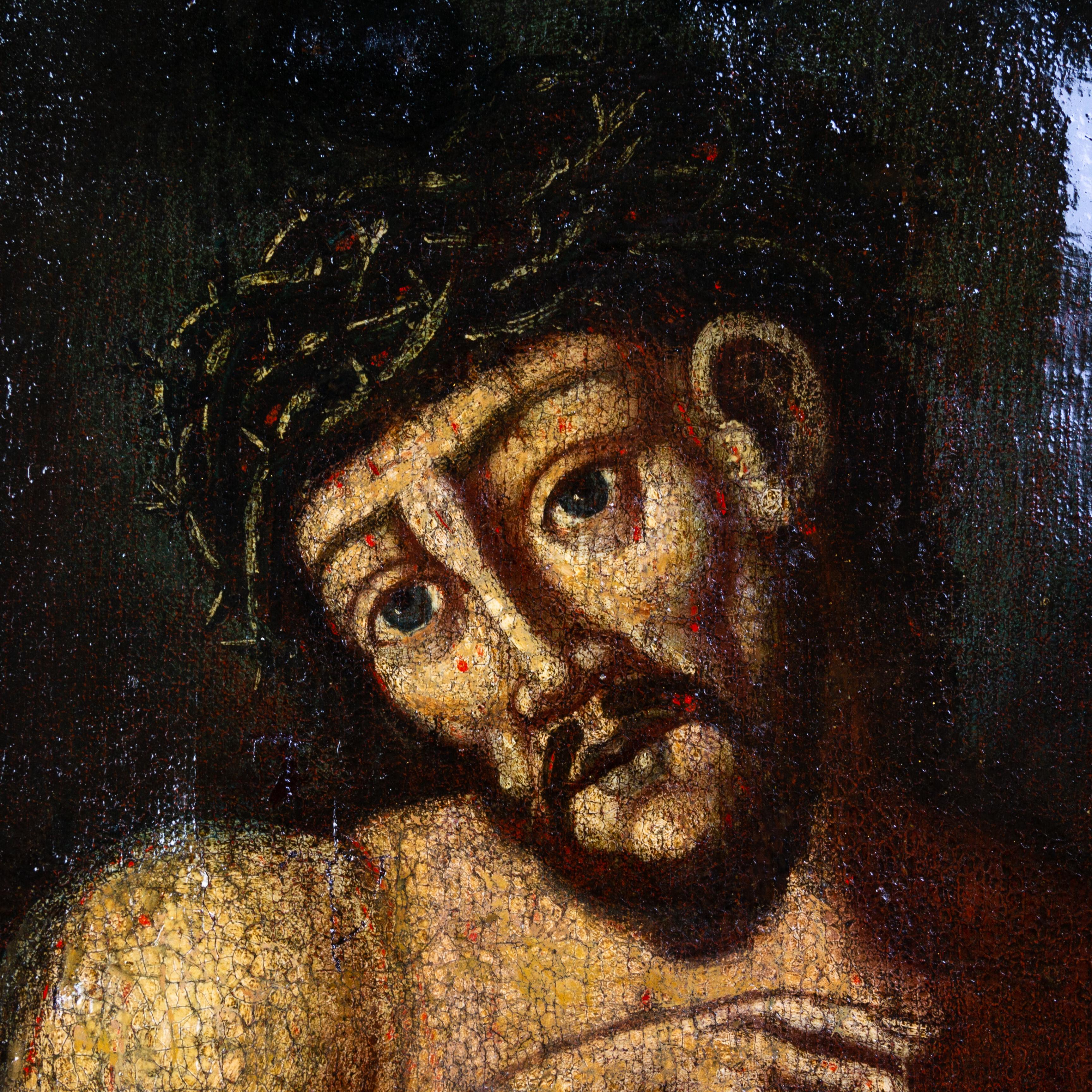 18th Century and Earlier 17th Century Scourged Christ Religious Old Master Oil Painting on Canvas For Sale