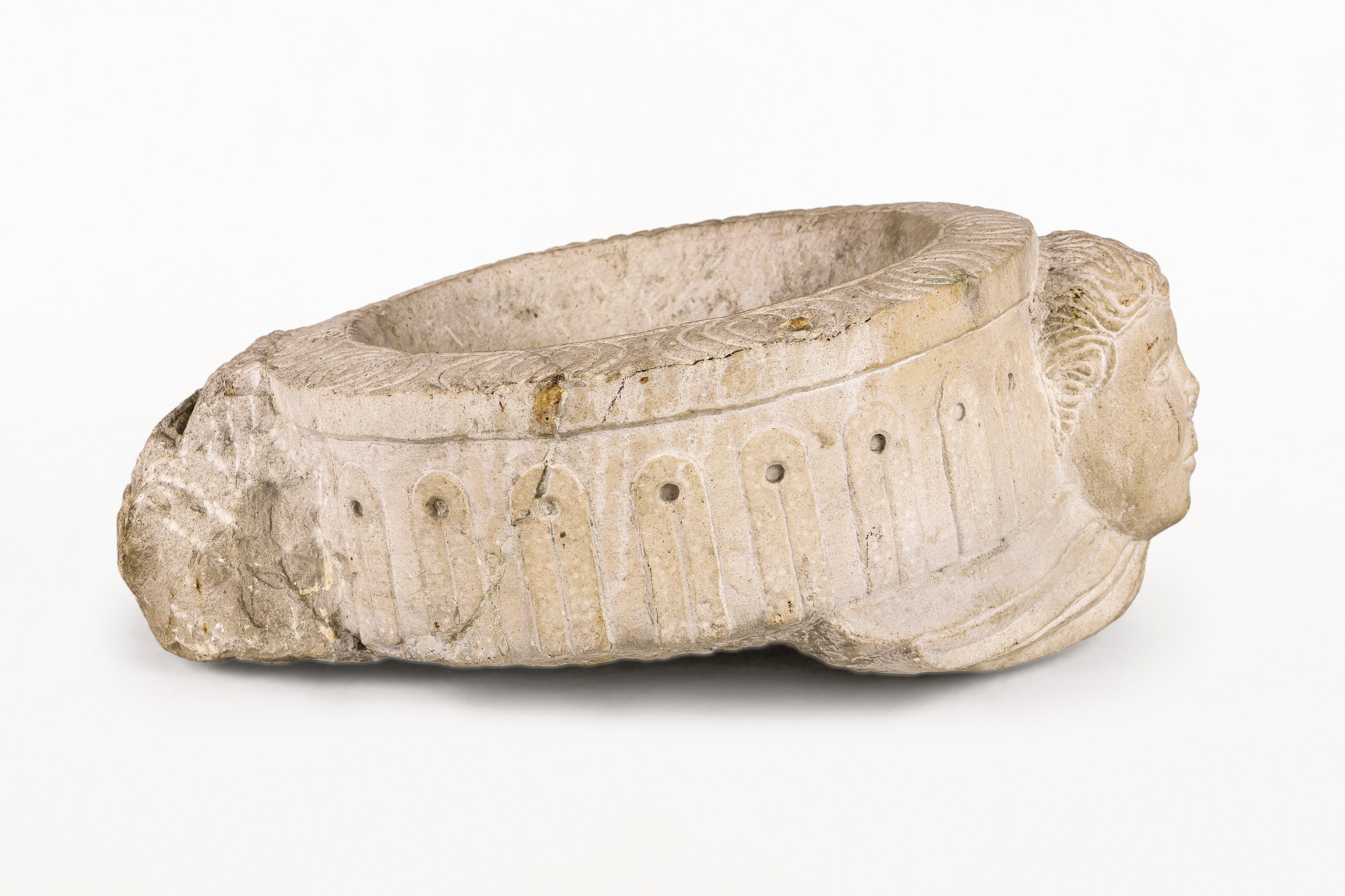 Spanish 17th Century Sculpted Stone Benitier, Circa 1600’s, Spain For Sale