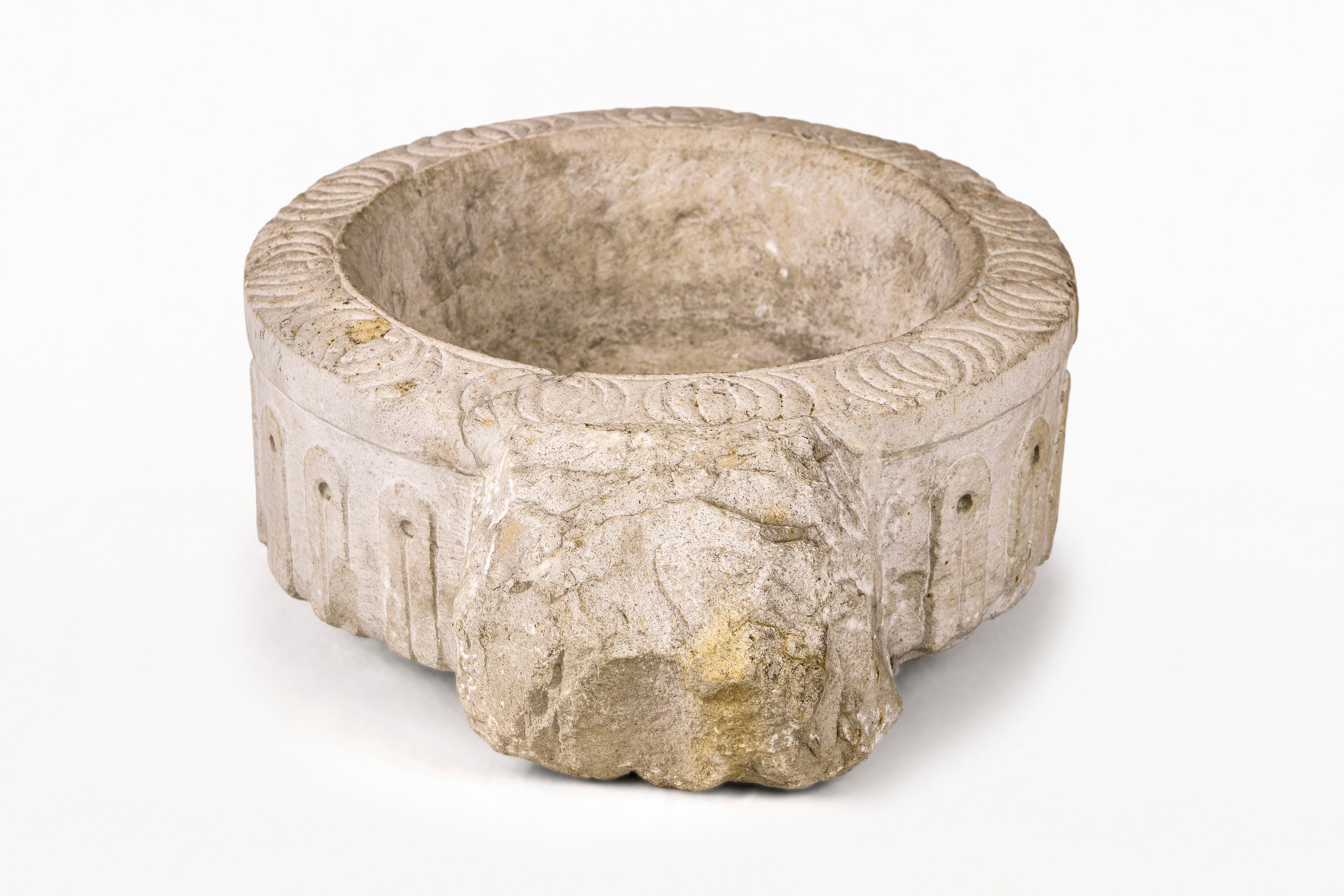 18th Century and Earlier 17th Century Sculpted Stone Benitier, Circa 1600’s, Spain For Sale