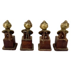 17th Century Set Of Venetian Bronze Door Handles On Wooden Stands