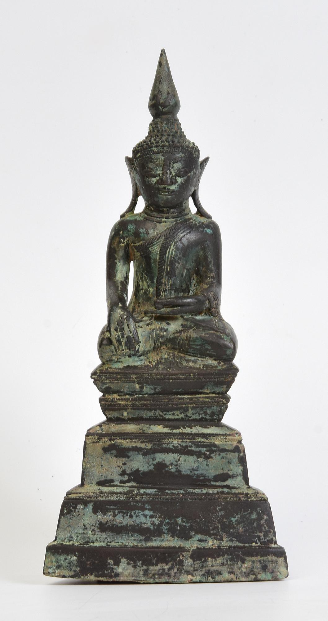 Shan, antiker burmesischer sitzender Buddha aus Bronze, 17. Jahrhundert im Angebot 6
