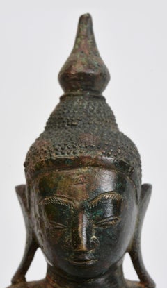 17th Century, Shan, Antique Burmese Bronze Seated Buddha
