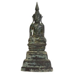 17th Century, Shan, Antique Burmese Bronze Seated Buddha