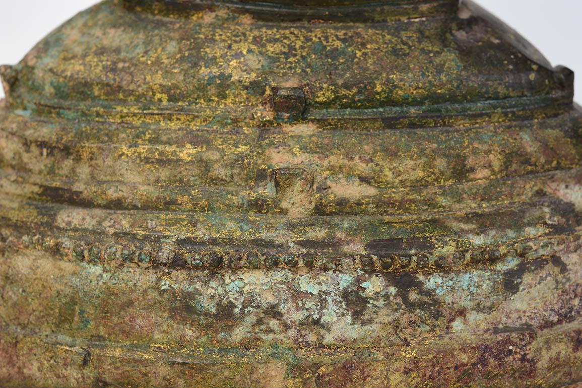 17th Century, Shan, Antique Burmese Bronze Seated Crowned Buddha 1