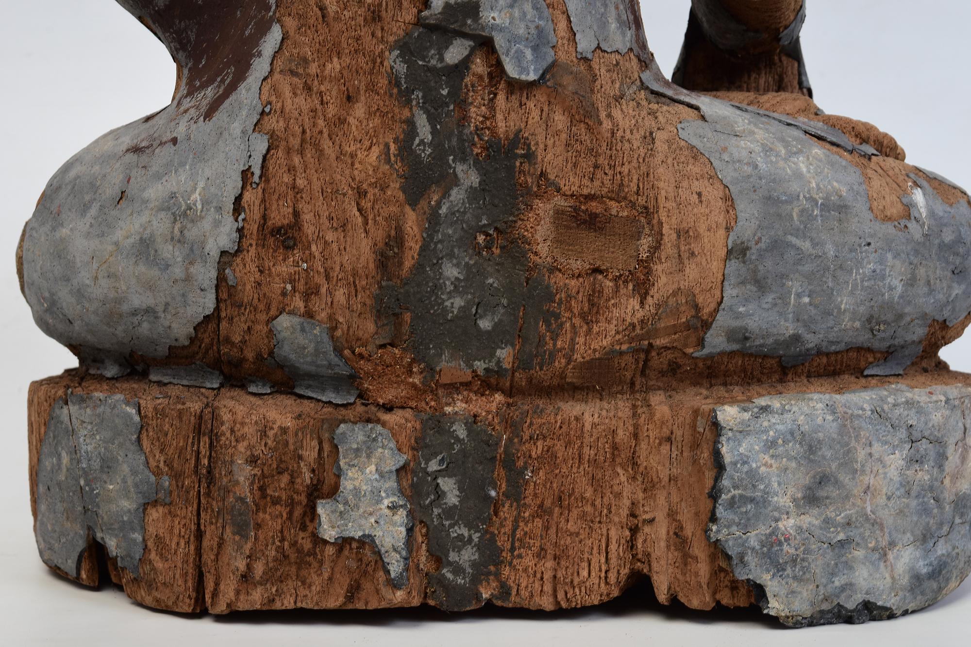 Siglo XVII, Shan, Buda sentado de madera birmano antiguo en venta 3