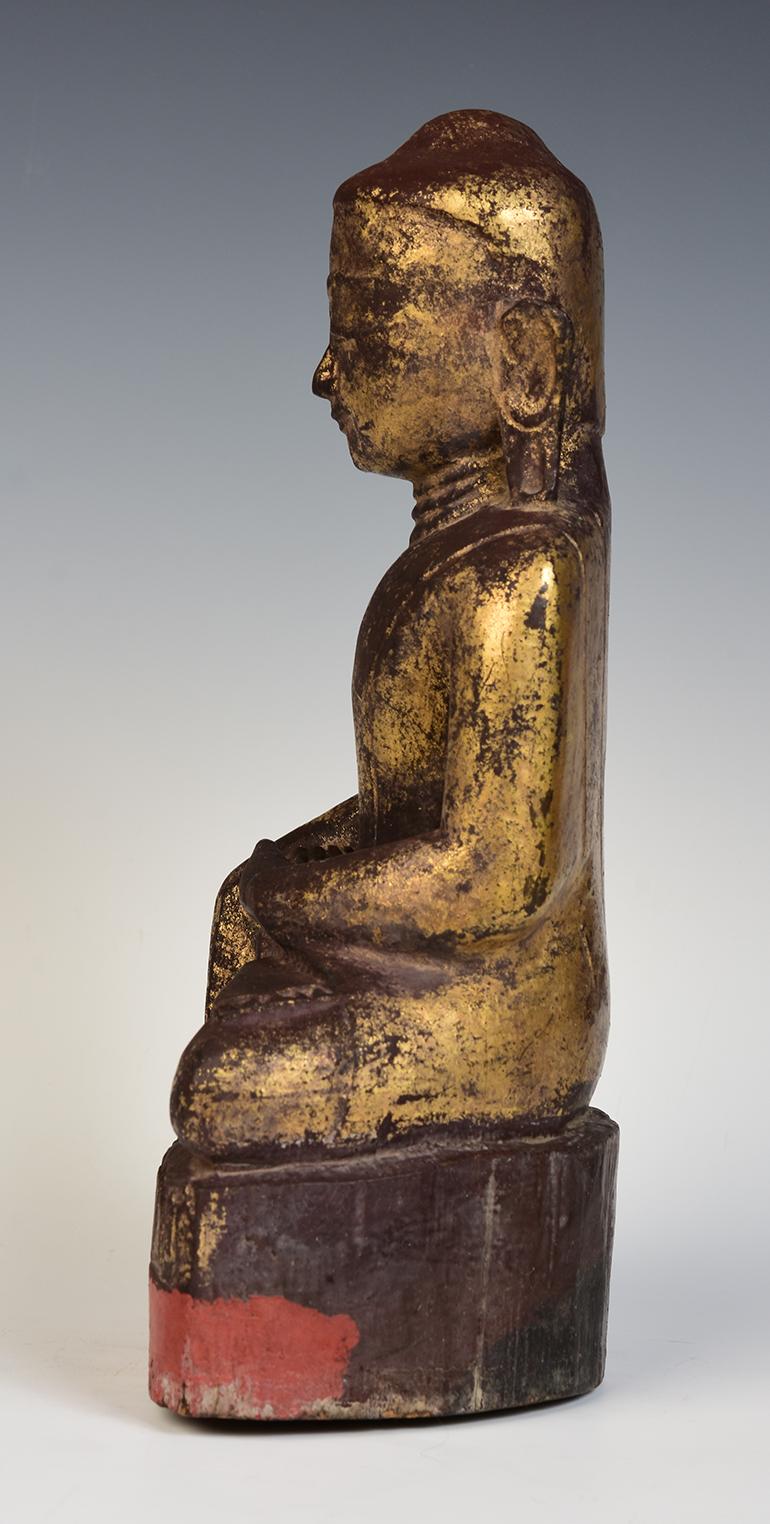 17th Century, Shan, Antique Burmese Wooden Seated Buddha 2