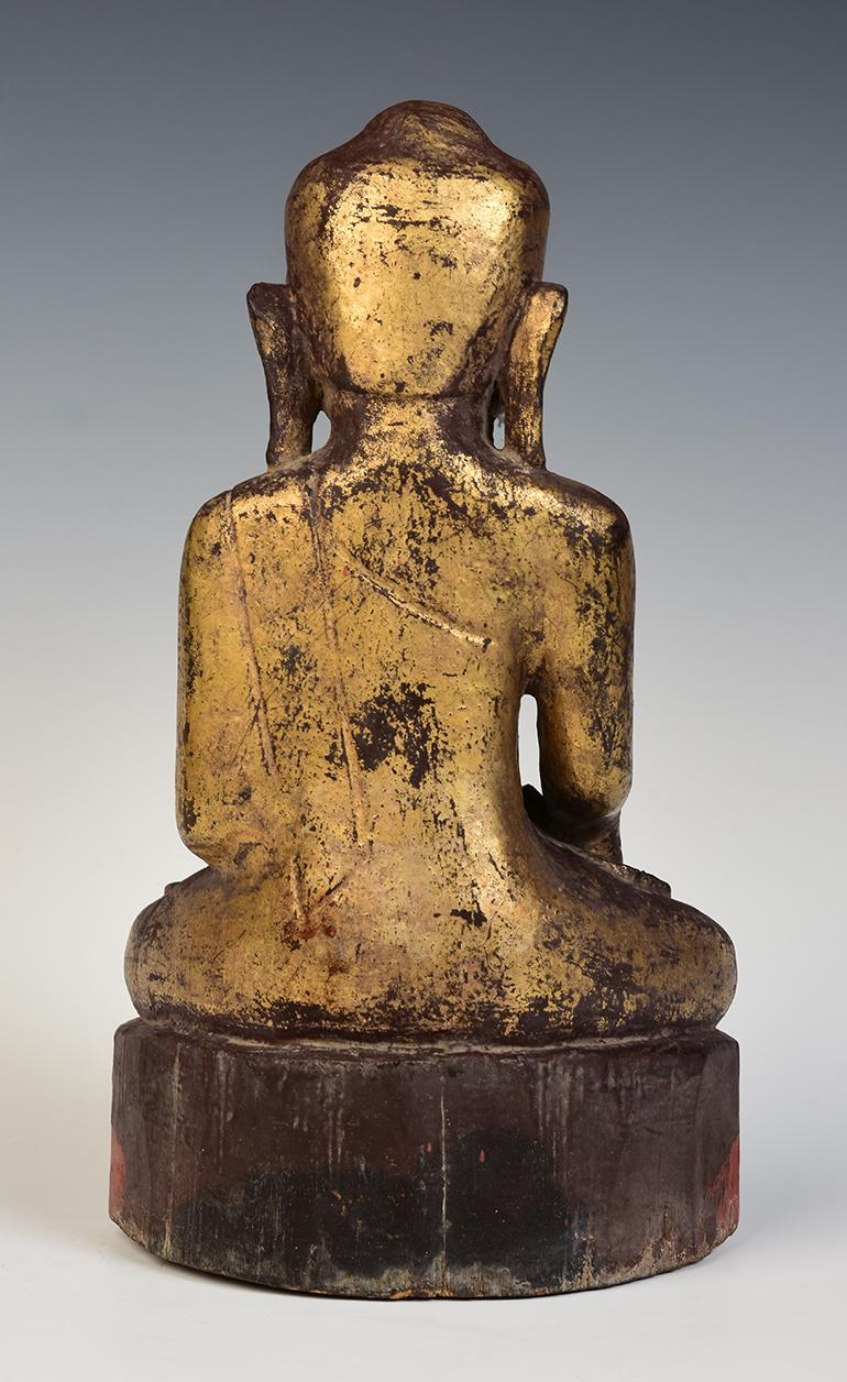 17th Century, Shan, Antique Burmese Wooden Seated Buddha 3