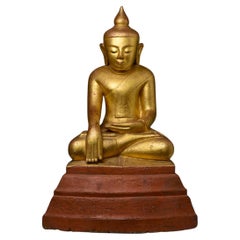 17th Century, Shan, Antique Burmese Wooden Seated Buddha