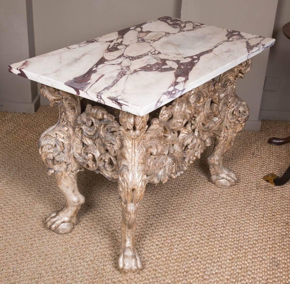 17th Century Silver-Gilt Dutch Console Table with Marble Top For Sale 2