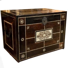 17th Century Silver Mounted Traveling Box with Key