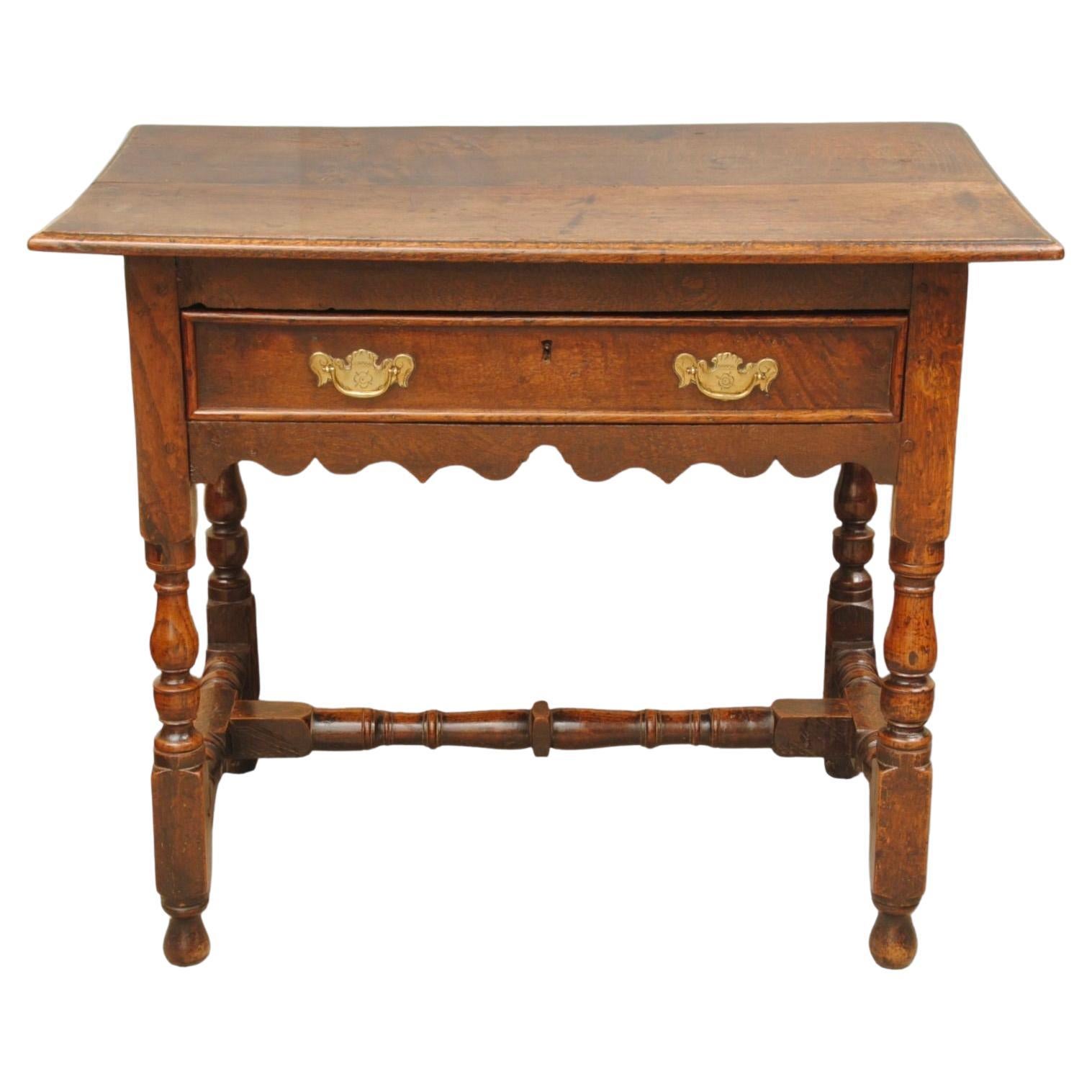 17th Century Single Drawer Oak Side Table For Sale