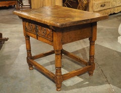 17th Century Single Oak Plank Side Table from Spain
