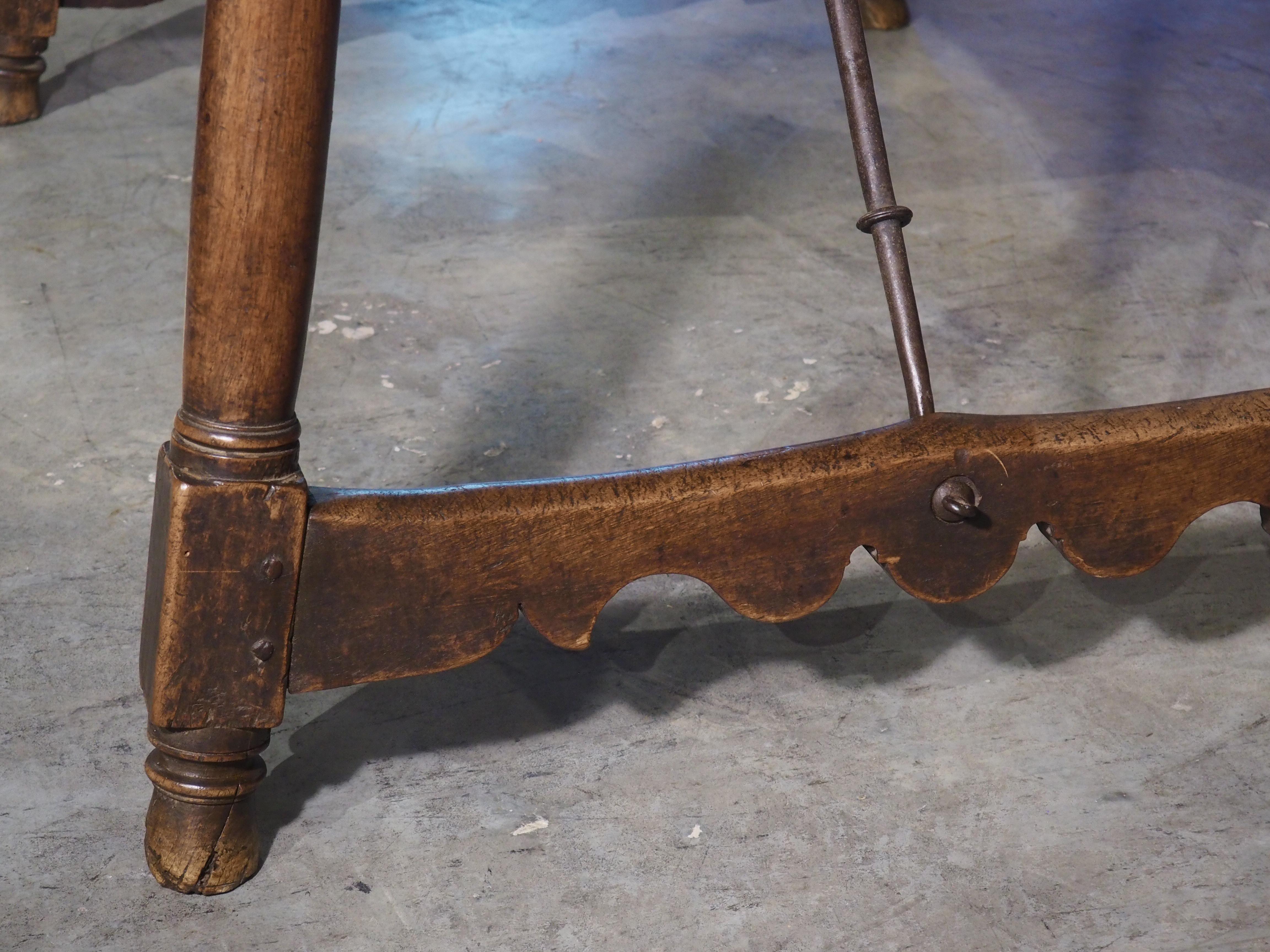 17th Century Single Walnut Plank Spanish Table with Iron Stretchers 2