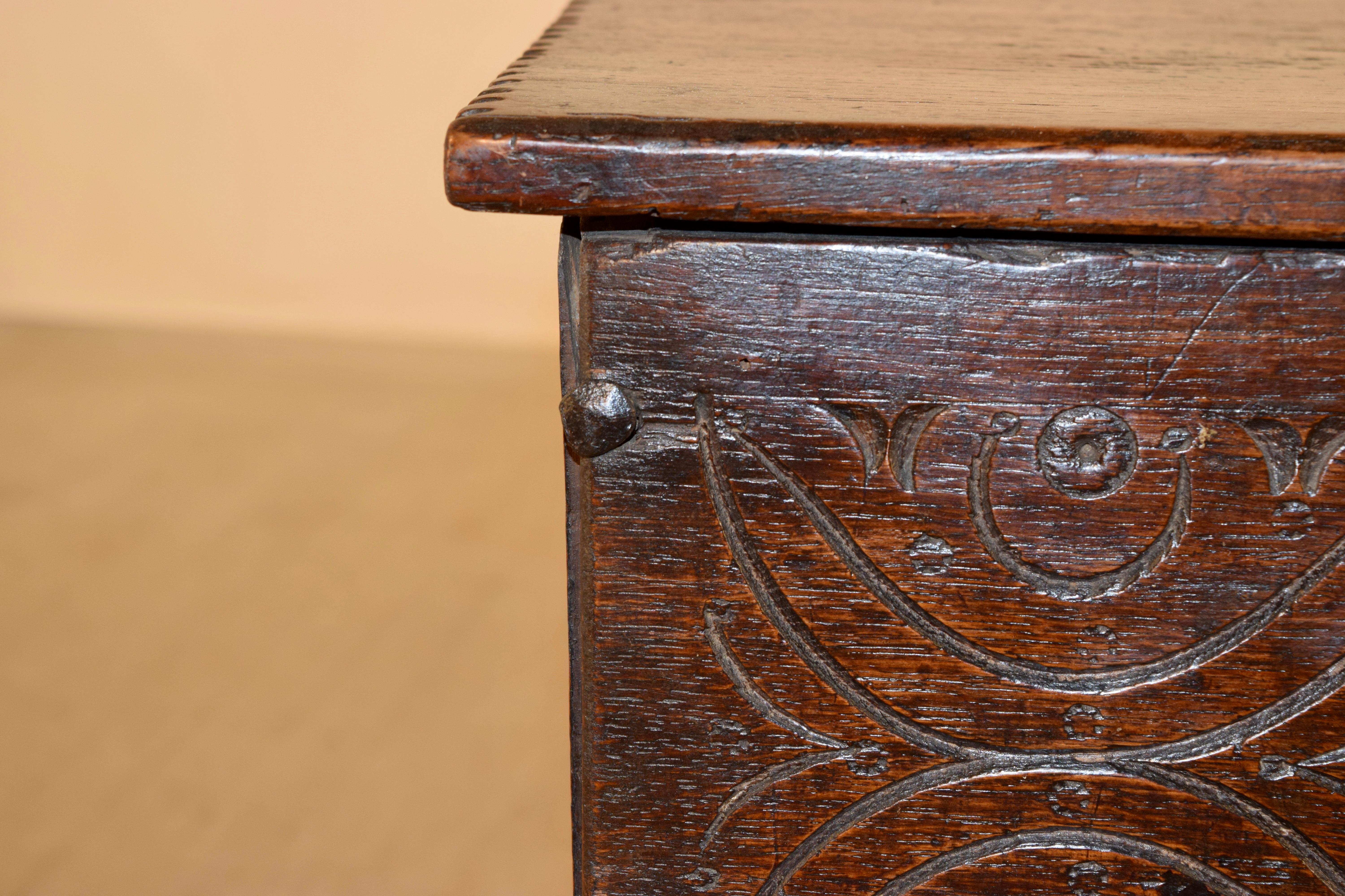 Oak 17th Century Six Board Sword Chest For Sale