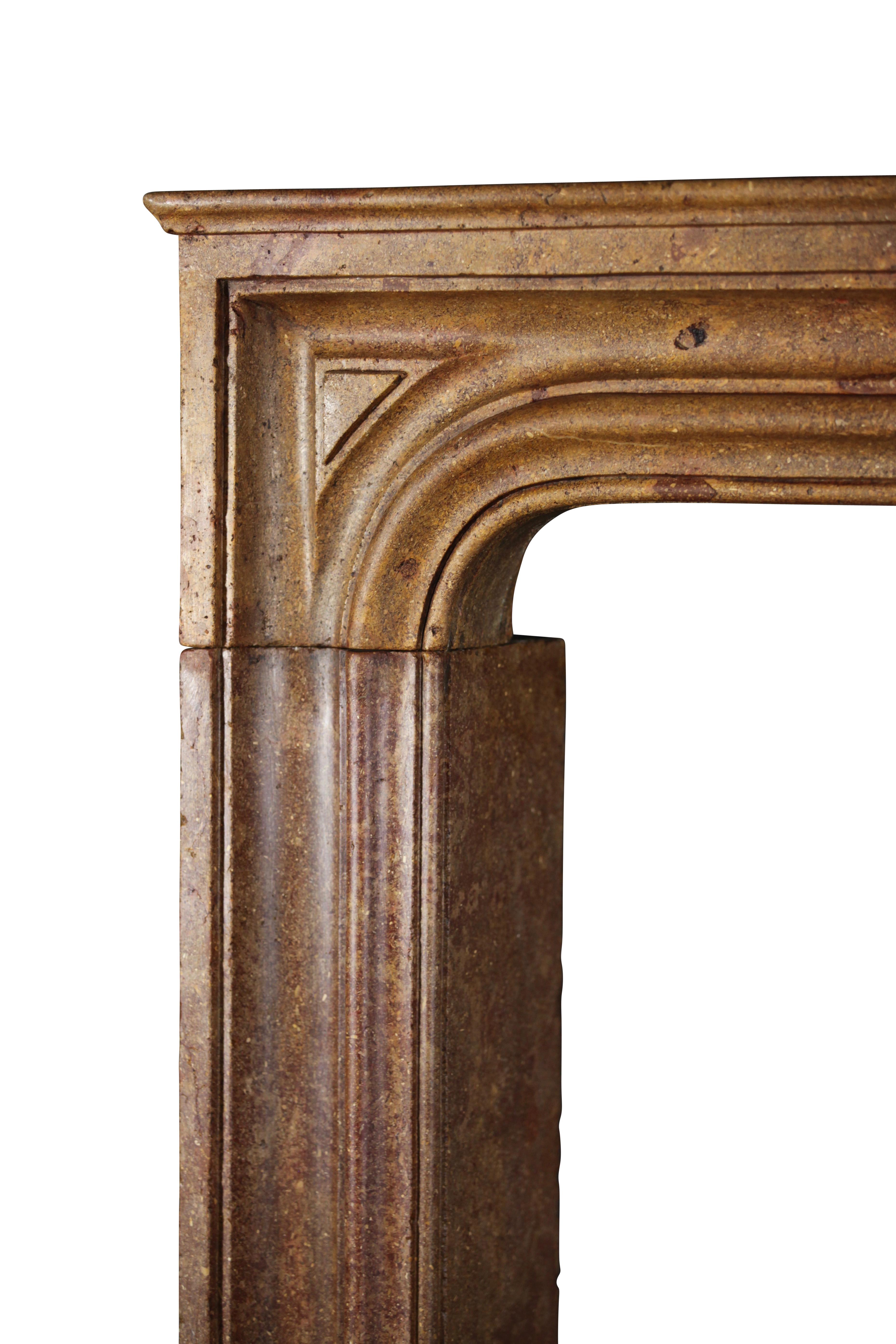 Polished Fine European And Small Straight Italian Antique Fireplace Surround in Marble For Sale