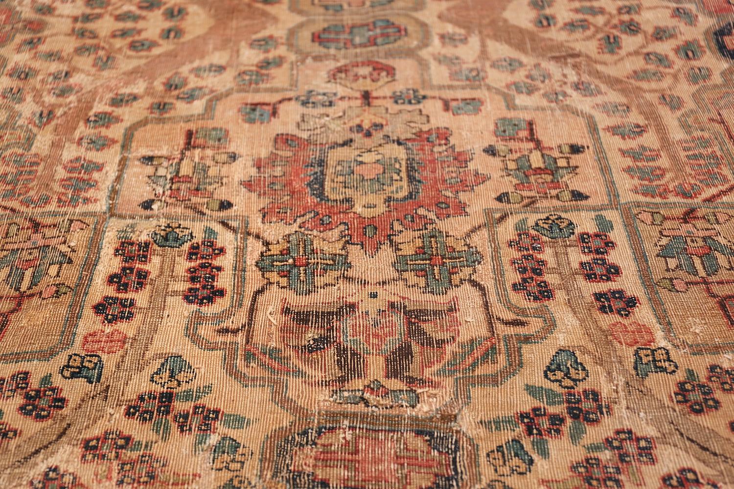 Hand-Knotted 17th Century Small Size Persian Khorassan Rug. 4 ft 5 in x 5 ft 9 in For Sale