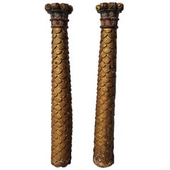 17th Century South European Renaissance Gilded Pillars or Columns