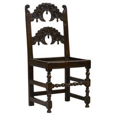 17th century South Yorkshire oak backstool