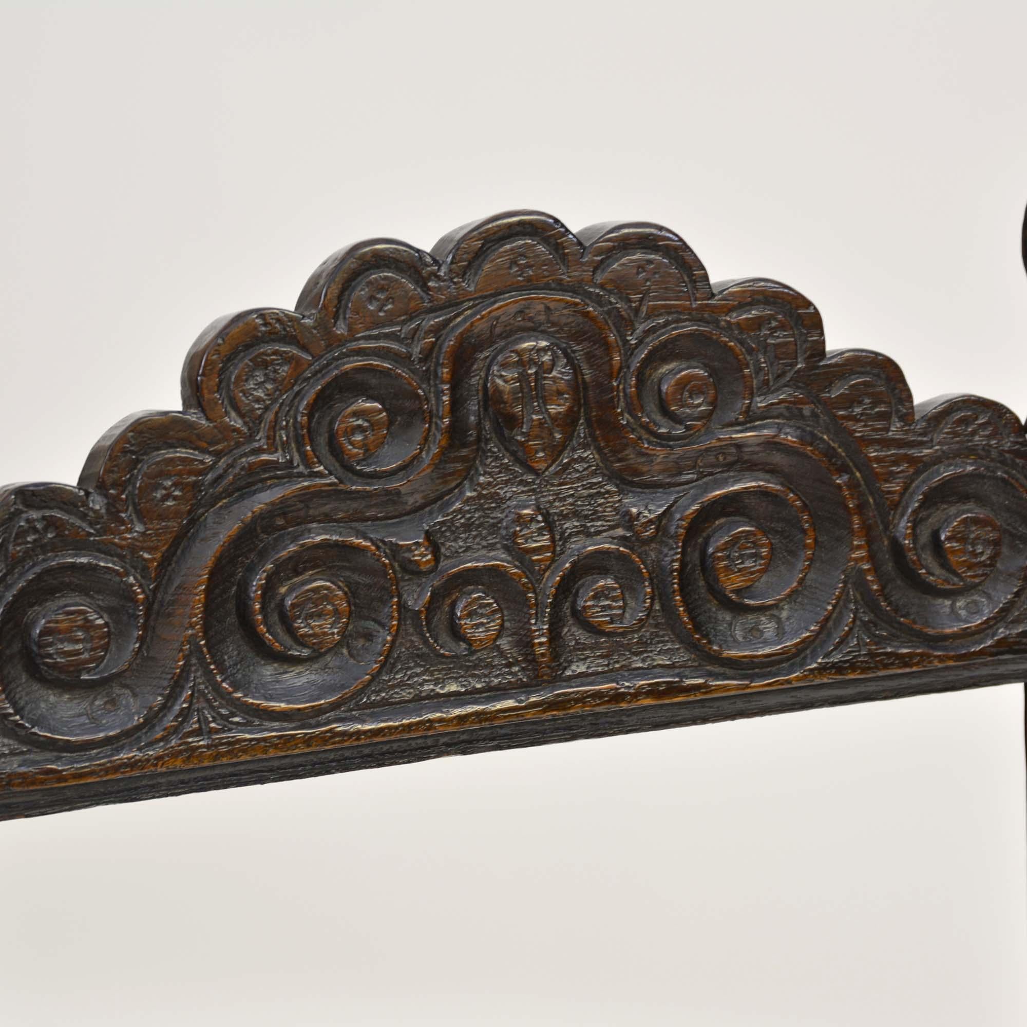 17th century South Yorkshire oak backstool, or chair - antique In Good Condition For Sale In Castle Douglas, GB