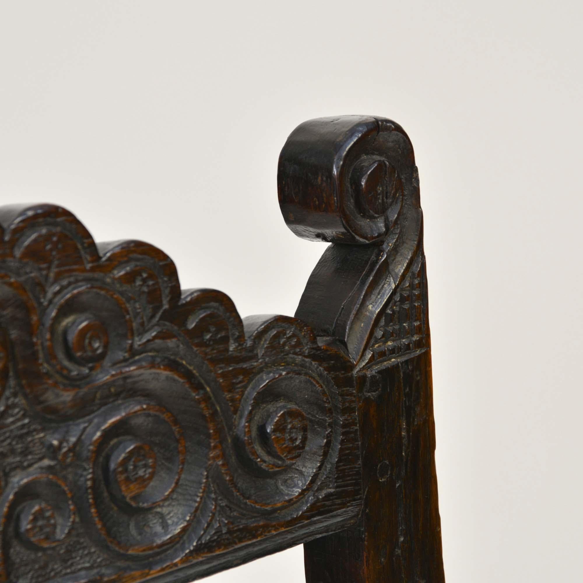 17th century South Yorkshire oak backstool, or chair - antique For Sale 1