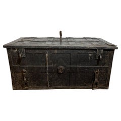 17th Century Spanish Armada Iron Strong Box with Lock and Key