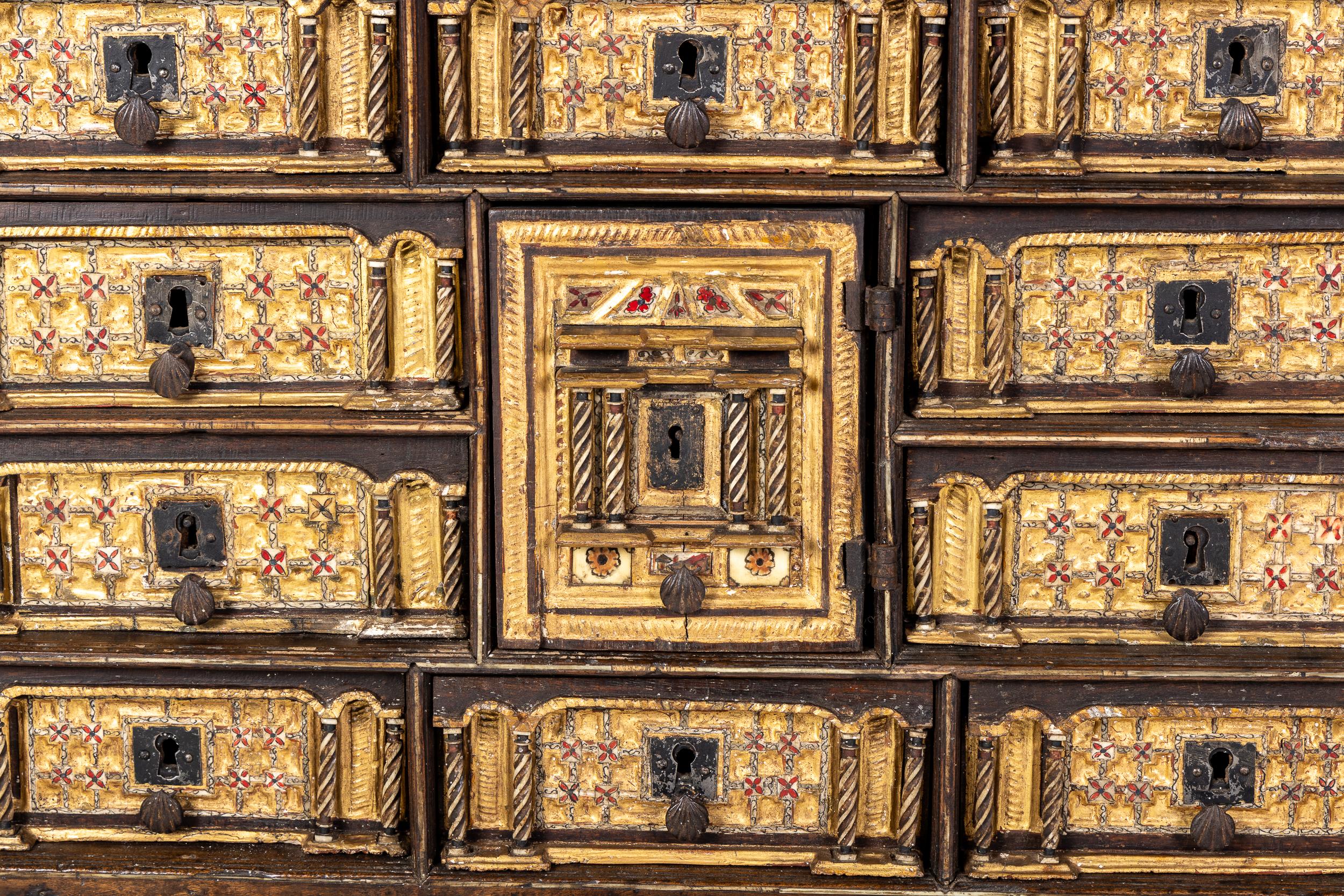 18th Century and Earlier 17th Century Spanish Bargueño Vargas Cabinet