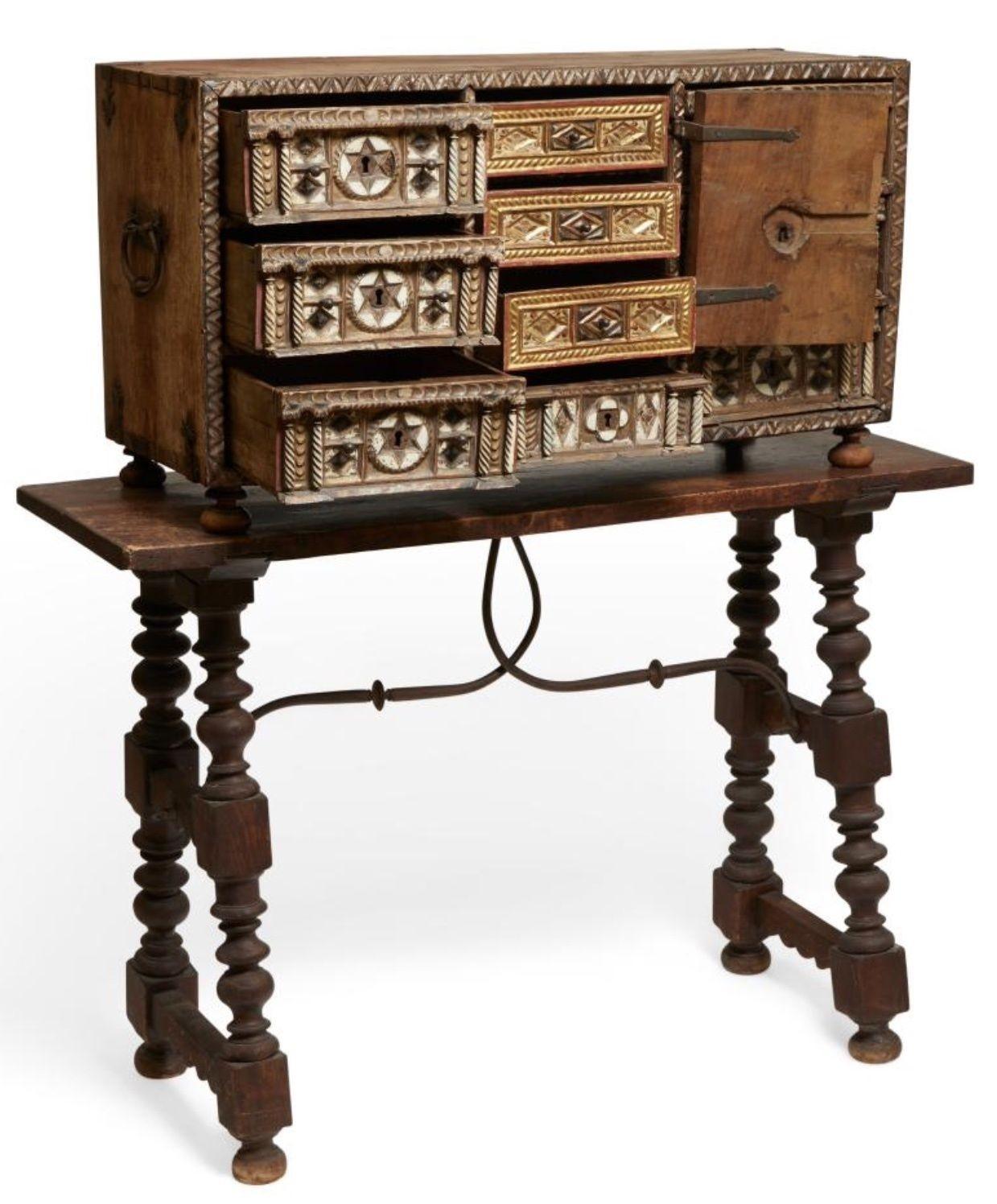 17th Century Spanish Baroque Table Cabinet In Good Condition In Salt Lake City, UT