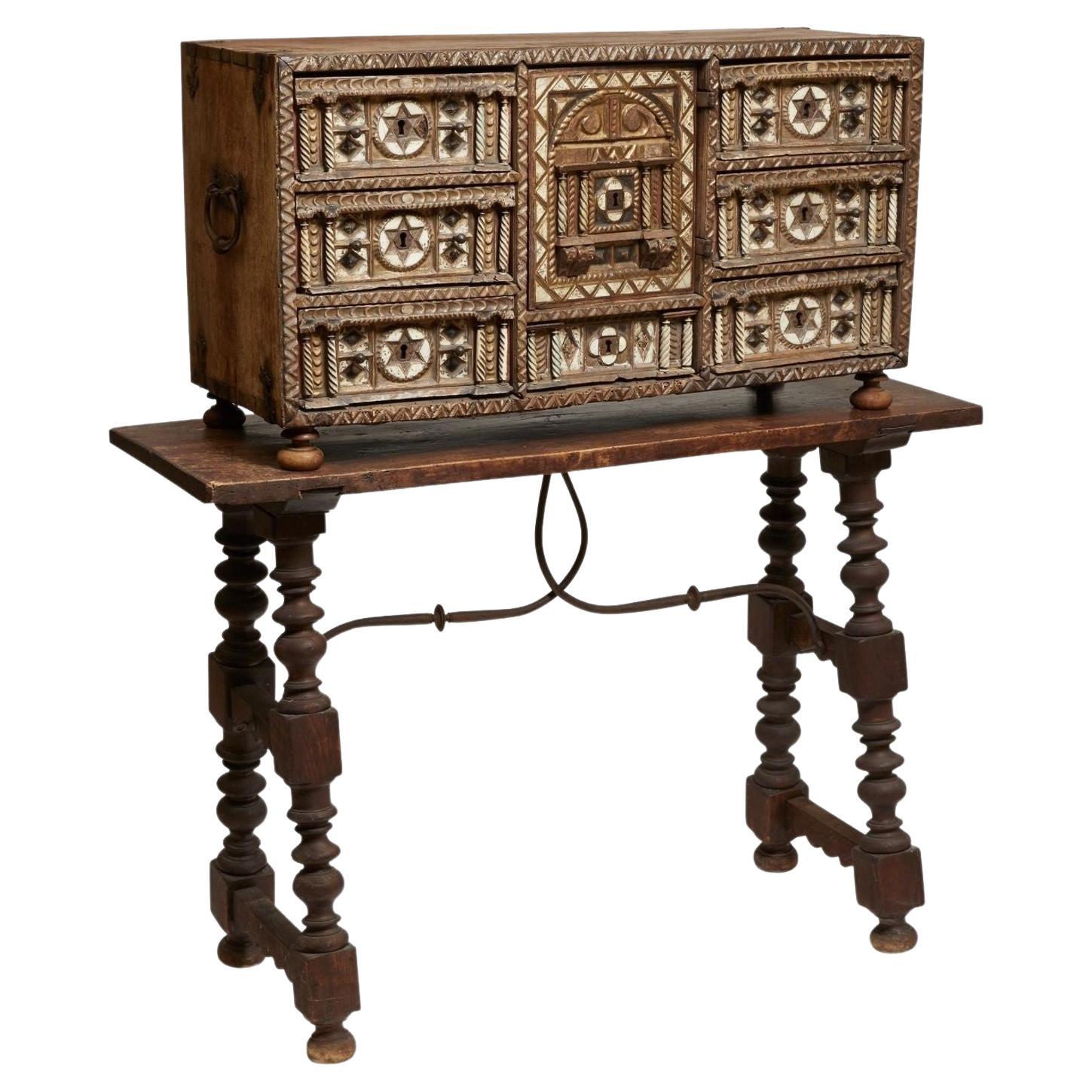 17th Century Spanish Baroque Table Cabinet