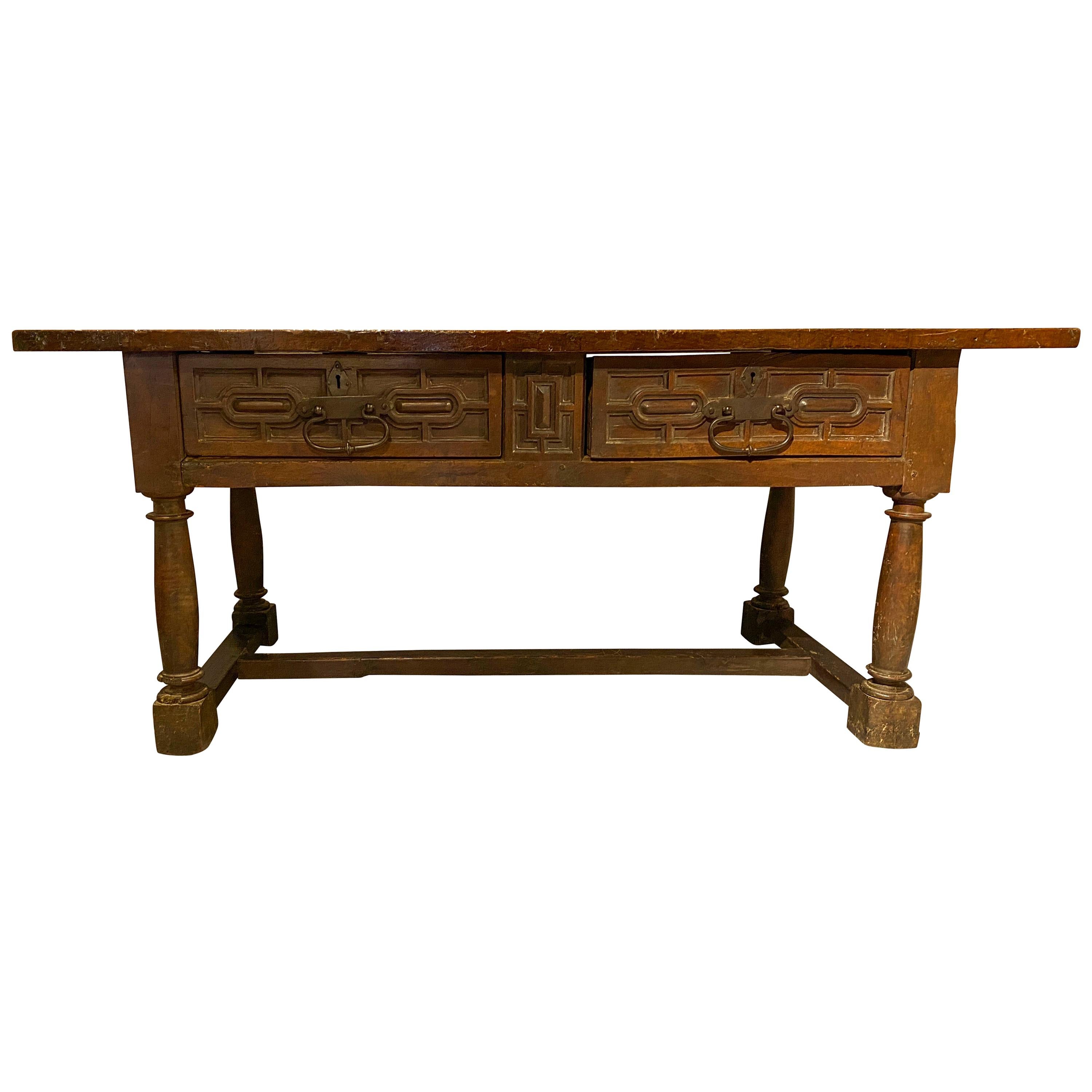 17th Century Spanish Baroque Walnut Table