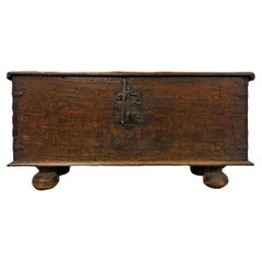 Antique 17th Century Spanish Baroque Walnut Trunk