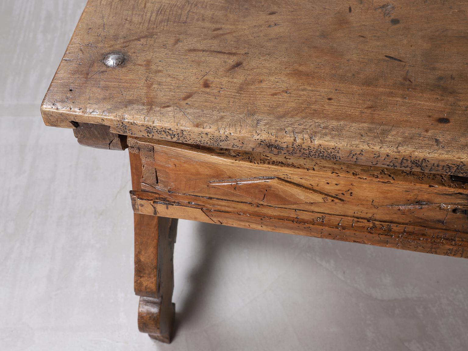 17th Century Spanish Baroque Walnut Writing Desk with Iron Details 5